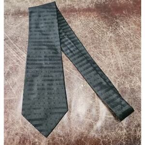 DKNY 100% SILK Black Neck Tie Classic Solid Striped Style Creating Illusion Goth